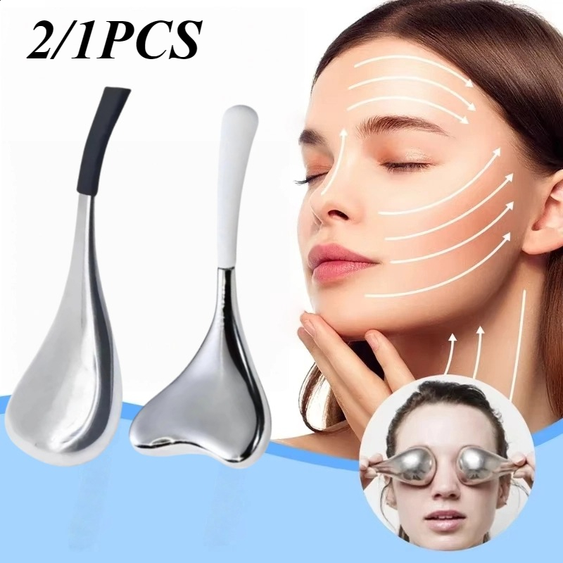 Ice Roller Face Cold - 2/1PC ลูกโลกน้ําแข็ง Facial Skin Care เครื่องมือสําหรับใบหน้าและดวงตาสแตนเลสความงาม